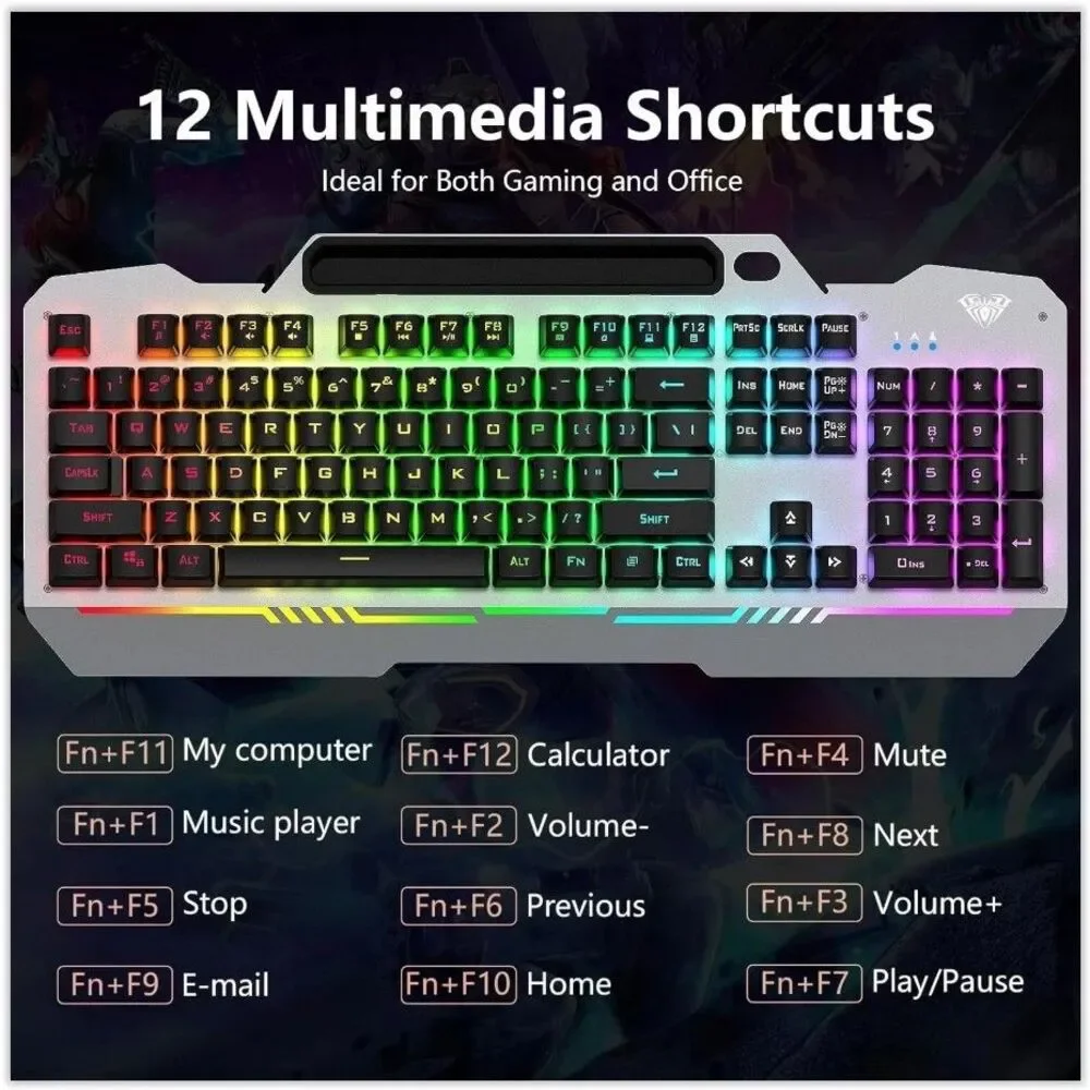 AULA Keyboard T102- 104 Key RGB Gaming Keyboard and Mouse Combo Wired No Box NEW